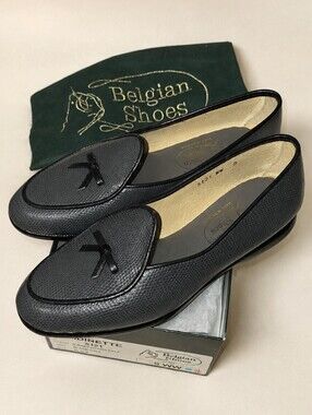 NIB Belgian Shoes Midinette Grey Lizard Calf Loafers 5WW Discontinued